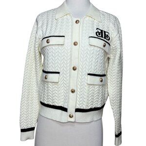 Ellandemm Button Cardigain Sweater Size Small / Medium White Black